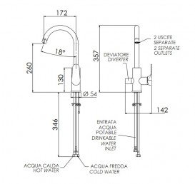 Змішувач для кухні Daniel з виходом для питної води чорний матовий OM679DW15