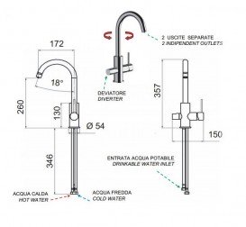Змішувач для кухні Daniel Suvi з виходом для питної води чорний матовий S20679DW15