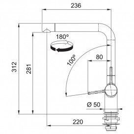 Смеситель для кухни Franke Active L с ламинарным потоком воды хром 115.0653.298