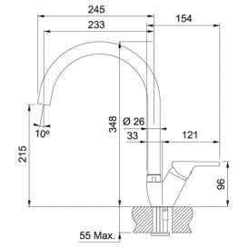 Смеситель для кухни Franke Antea однорычажный латунь оникс 115.0523.627