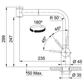 Смеситель для кухни Franke Atlas Neo Pull Out Spray однорычажный с выносным изливом нержавеющая сталь 115.0521.441