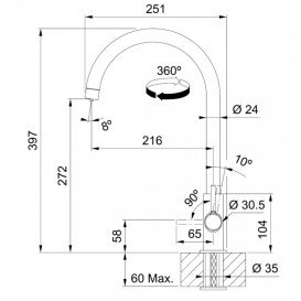 Змішувач для кухні Franke Lina J Clear Water чорний матовий 120.0730.807