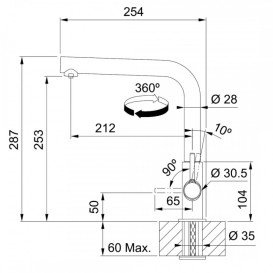 Смеситель для кухни Franke Lina L Clear Water черный матовый 120.0730.802