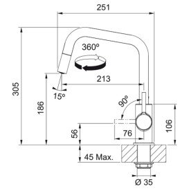 Смеситель для кухни Franke Lina U Pull Down с вытяжным изливом черный матовый 115.0728.477