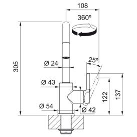 Смеситель для кухни Franke Lina U Pull Down с вытяжным изливом черный матовый 115.0728.477