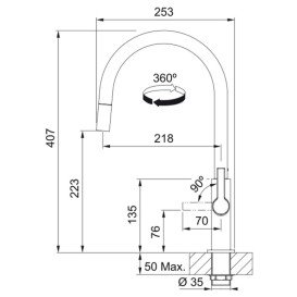 Змішувач для кухні Franke Maris Slim J витяжний вилив хром 115.0728.388