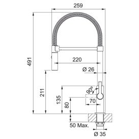 Змішувач для кухні Franke Maris Slim SemiPro витяжний вилив чорний матовий 115.0728.396