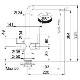 Змішувач для кухні Franke Neptune Clear Water Двохважеля для водопровідної і фільтрованої води латунь хром / шоколад 115.0370.696