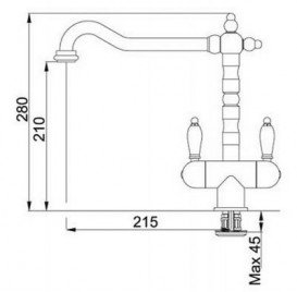 Змішувач для кухні Franke Old-England Двохважеля латунь золото 115.0315.598
