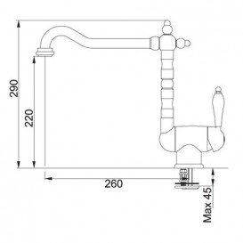 Смеситель для кухни Franke OLD-ENGLAND однорычажный латунь золото 115.0315.597