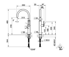 Змішувач для кухні Gessi Flessa одноважільний нержавіюча сталь полірована 60016#239