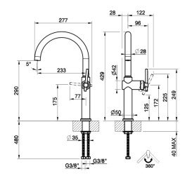 Смеситель для кухни Gessi Habito однорычажный нержавеющая сталь 60670#149