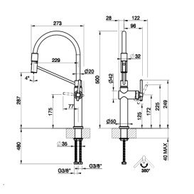 Змішувач для кухні Gessi Habito з висувною лійкою нержавіюча сталь 60664#149