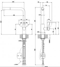 Смеситель для кухни Gessi Helium с выдвижной лейкой нержавеющая сталь 50103#149