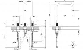 Смеситель для кухни Gessi Inciso на 3 отверстия черный металл 58701#706