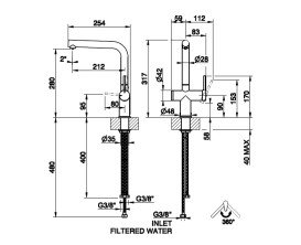 Смеситель для кухни Gessi Inedito под фильтр однорычажный золото брашированное 60571#716