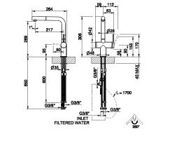 Смеситель для кухни Gessi Inedito под фильтр с выдвижной лейкой однорычажный бронза брашированная 60572#726