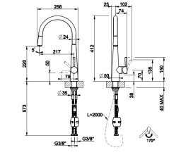 Змішувач для кухні Gessi Just з висувною лійкою нержавіюча сталь 20577#149
