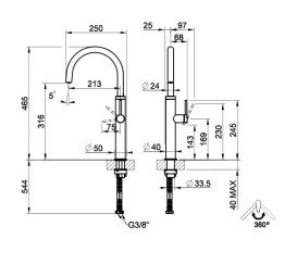 Змішувач для кухні Gessi Meccanica одноважільний чорний метал брашований 60018#707
