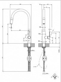 Змішувач для кухні Gessi Mesh одноважільний нержавіюча сталь/чорний 60003#599