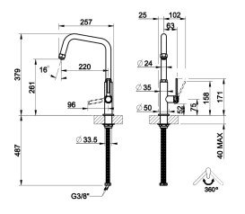 Смеситель для кухни Gessi Officine однорычажный бронза брашированная 60051#726