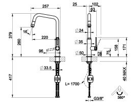 Смеситель для кухни Gessi Officine с вытяжной лейкой бронза брашированная 60053#726