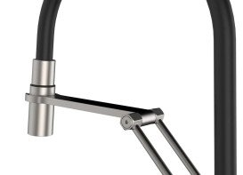 Змішувач для кухні Gessi Officine Volantino з витяжною лійкою нержавіюча сталь/матовий чорний 60205#599