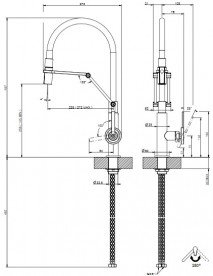Змішувач для кухні Gessi Officine Volantino з витяжною лійкою матовий чорний 60205#299