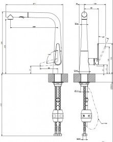 Смеситель для кухни Gessi Proton S с вытяжной лейкой матовый черный 60107#299