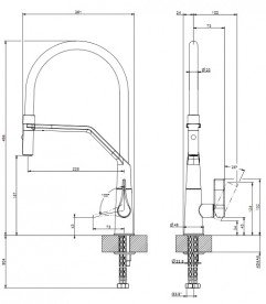 Смеситель для кухни Gessi Proton с вытяжной лейкой хром 17191#031