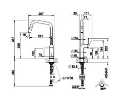 Смеситель для кухни Gessi Stelo с выдвижной лейкой однорычажный матовая пудра 60307#275