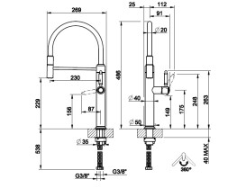 Змішувач для кухні Gessi Venti20 з висувною лійкою одноважільний мідь брашована 60634#708