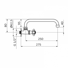 Смеситель для кухни GRB Cocinas 1866 одновентильный настенный состаренная латунь 80920809
