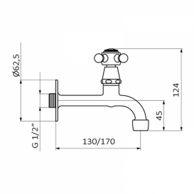 Змішувач для кухні GRB Cocinas 1866 одновентільний настінний хром 80910800