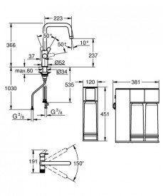 Змішувач для кухні Grohe Blue Pure Eurosmart із фільтром для води одноважільний хром 30587000