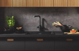 Смеситель для кухни Grohe Blue Pure Minta под фильтр с выдвижной лейкой фантомный черный 30590KF0