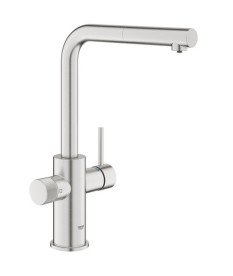Змішувач для кухні Grohe Blue Pure Minta з фільтром зворотного осмосу Ecosoft P'ure AquaCalcium Mint суперсталь MO67530601DC