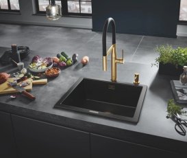 Змішувач для кухні Grohe Essence одноважільний з висувною лійкою холодний світанок матовий 30294GN0