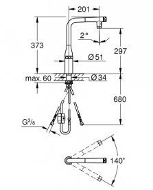 Змішувач для кухні Grohe Essence SmartControl з висувною лійкою фантомний чорний 31892KF0