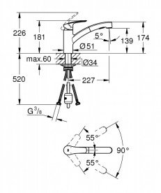 Смеситель для кухни Grohe Eurosmart с выдвижной лейкой однорычажный суперсталь 30305DC1
