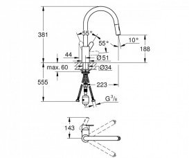 Смеситель для кухни Grohe Eurostyle Cosmopolitan однорычажный хром 31482003