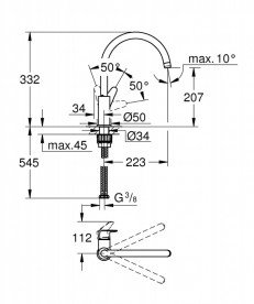 Змішувач для кухні Grohe Start Curve одноважільний хром 31554001