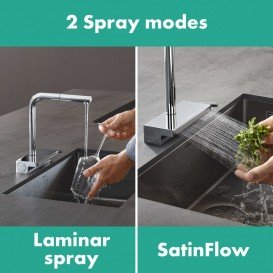 Змішувач для кухні Hansgrohe Aquno Select M81 з висувною лійкою сталь 73830800