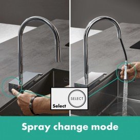 Змішувач для кухні Hansgrohe Aquno Select M81 з висувною лійкою сталь 73837800