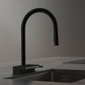 Змішувач для кухні Hansgrohe Aquno Select M81 з висувною лійкою чорний матовий 73831670
