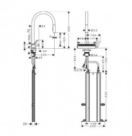 Змішувач для кухні Hansgrohe Aquno Select M81 з висувною лійкою чорний матовий 73831670