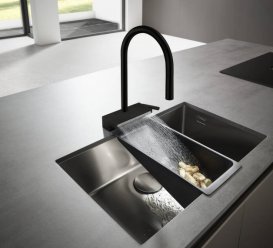 Змішувач для кухні Hansgrohe Aquno Select M81 з висувною лійкою чорний матовий 73837670