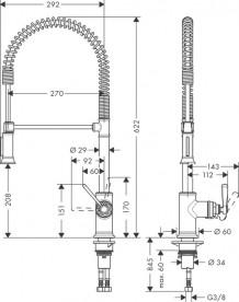 Змішувач для кухні Hansgrohe Axor Montreux Semi-Pro Eco з висувною лійкою хром 16585000
