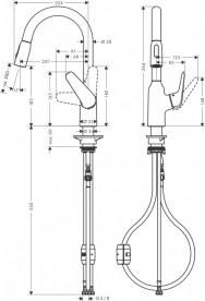 Смеситель для кухни Hansgrohe Focus M42 180 Eco с вытяжным изливом 2jet хром 71862000
