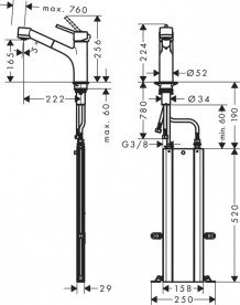 Змішувач для кухні Hansgrohe Talis M52 170 2jet з витяжним виливом змішувач хром 73860000